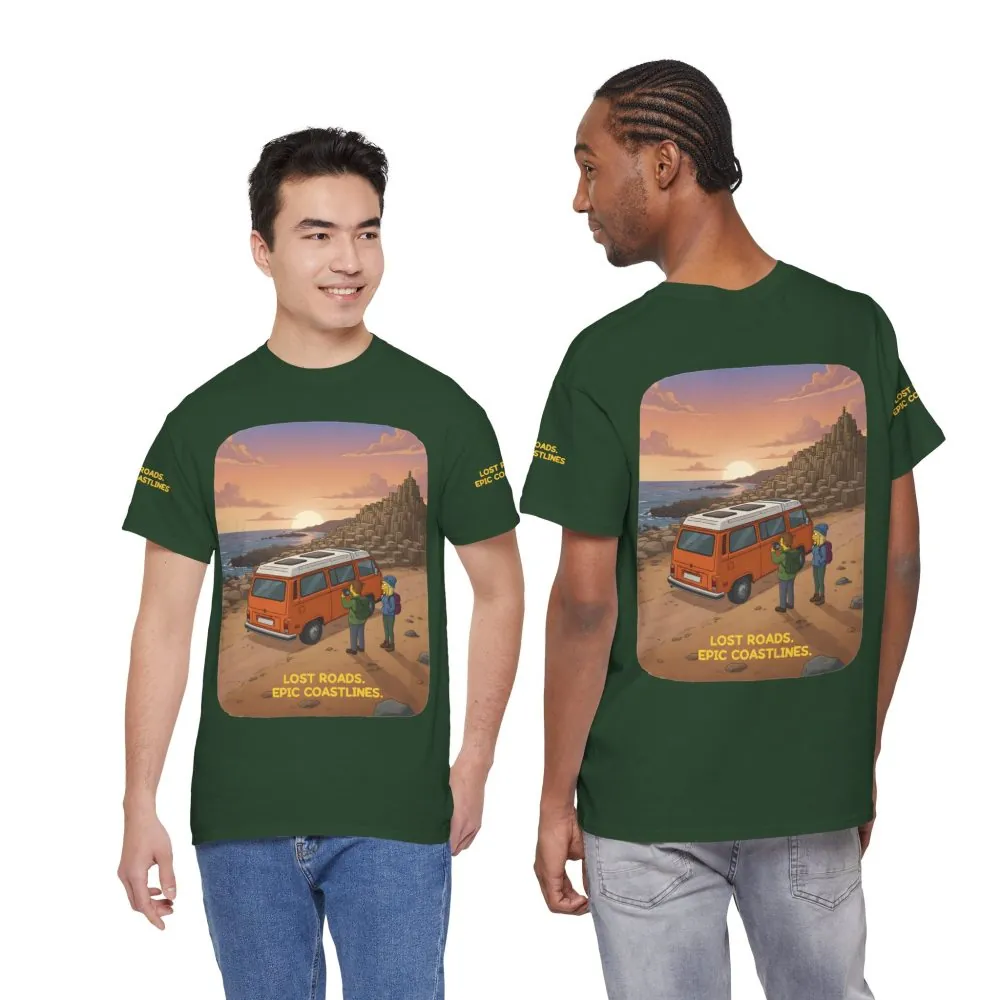Unisex Heavy Cotton Tee — "Lost Roads Epic Coastlines" Design Sitcom-Line