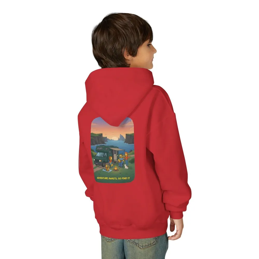 Youth Hoodie(Gildan) – "Adventure Awaits-Go Find It" (Design Sitcom-Line)