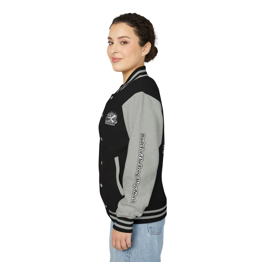 Unisex Heavyweight Letterman Jacket — "Built For The Long Way North" Travel Varsity Coat