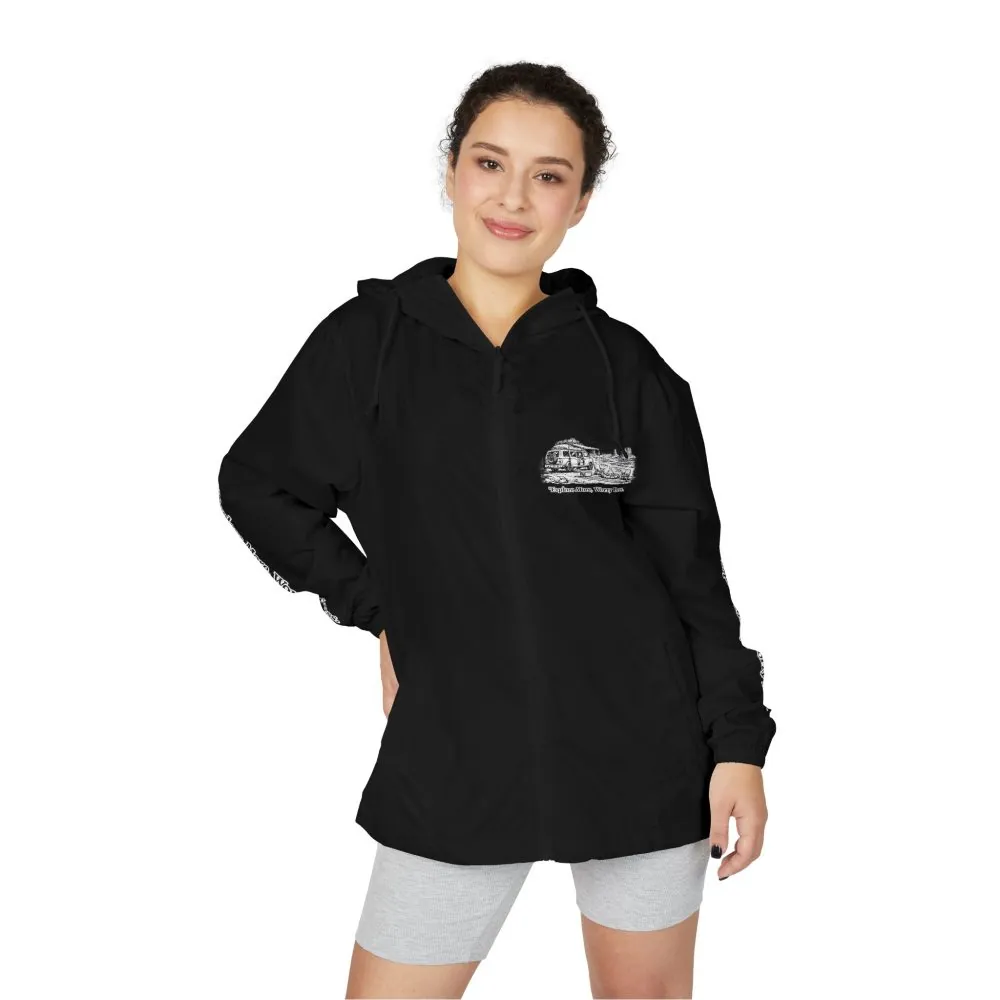 Unisex Full-Zip Windbreaker Jacket — "Explore More, Worry Less" (Design "Minimal-Line")