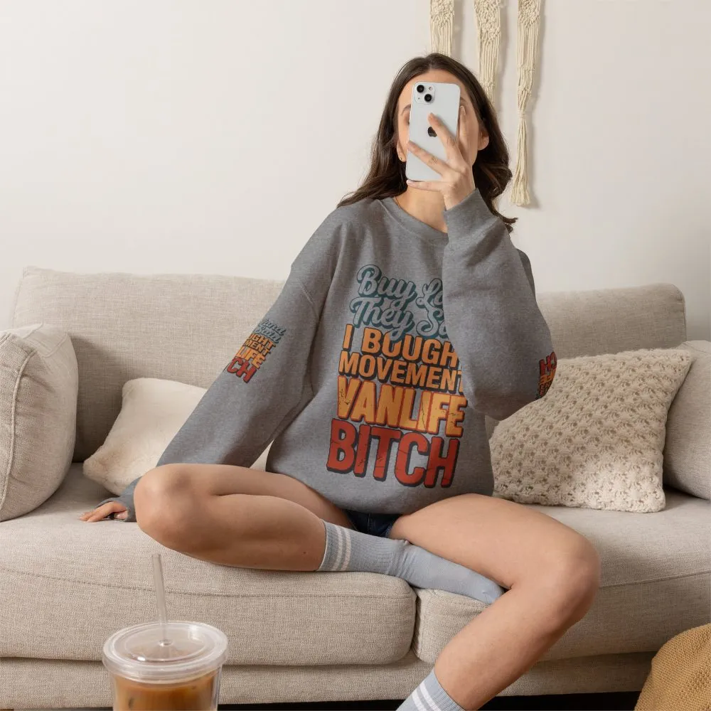 Unisex Heavy Blend™ Crewneck Sweatshirt — "Buy Land They Said" Design F**K-Line