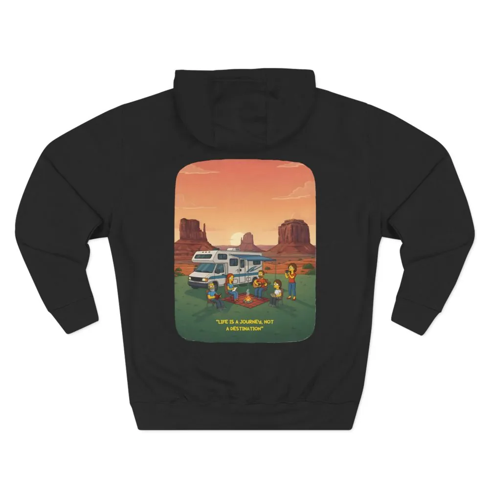 Three-Panel Fleece Hoodie - "Life Is A Journey-Not A Destination" Design Sitcom-Line