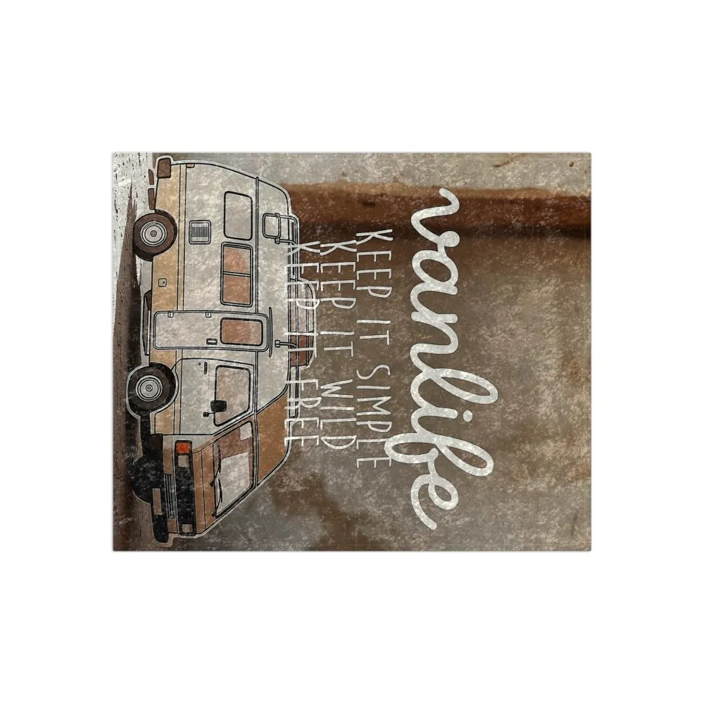 Crushed Velvet Blanket — 'Vanlife: Keep It Simple, Keep It Wild' Cozy Camper Throw