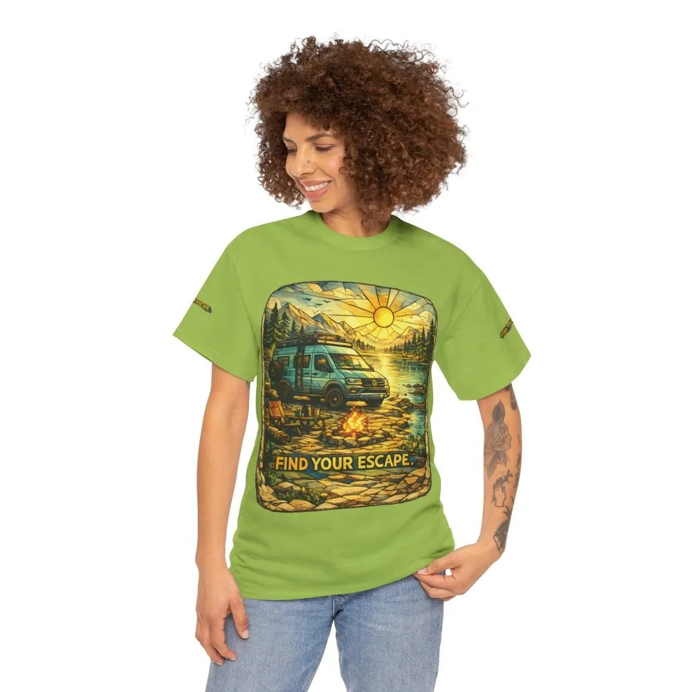 Unisex Heavy Cotton Tee — "Find Your Escape" Design Cubic-Line