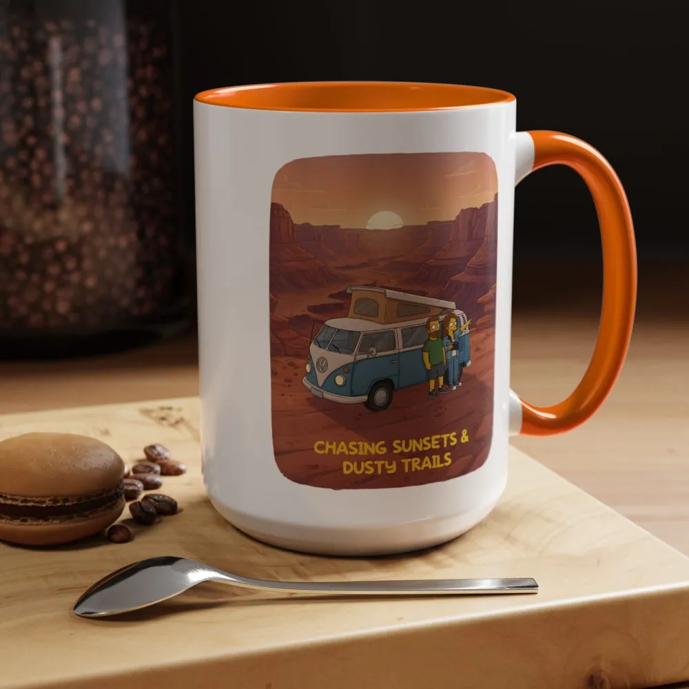 1398393878035519931_2048.jpeg Accent Coffee Mug (11, 15oz) — "Chasing Sunsets And Dusty Trails" Design Sitcom-Line