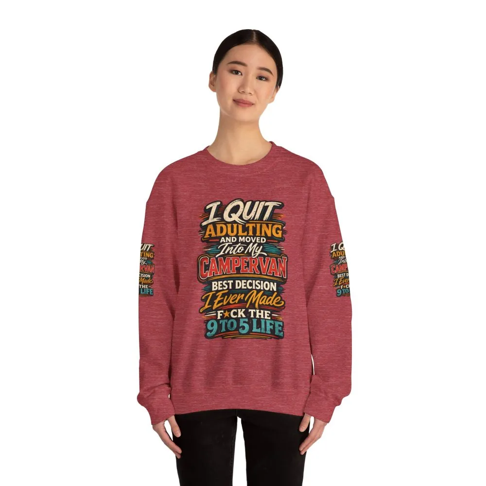 Unisex Heavy Blend™ Crewneck Sweatshirt — "I Quit Adulting" Design F**K-Line