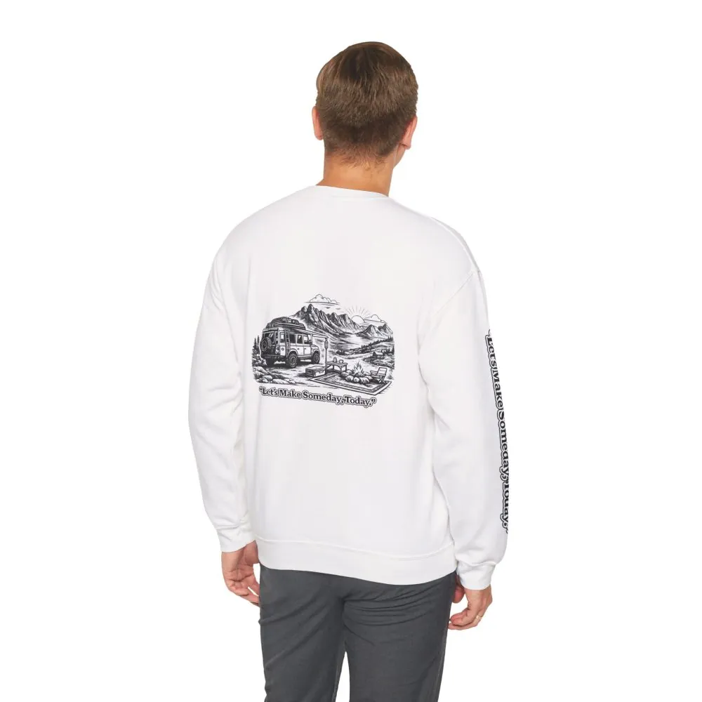 13989351563580649091_2048.jpeg Unisex Heavy Blend™ Crewneck Sweatshirt — "Lets make Someday, Today?" Design Minimal-Line