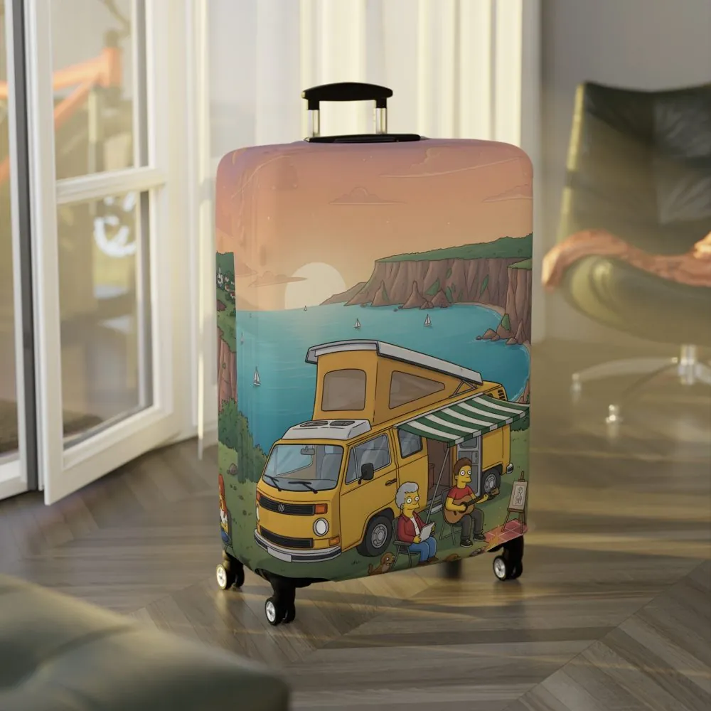 Luggage Cover — Adventure Camper Sketch Travel Suitcase(Design Sitcom-Line)