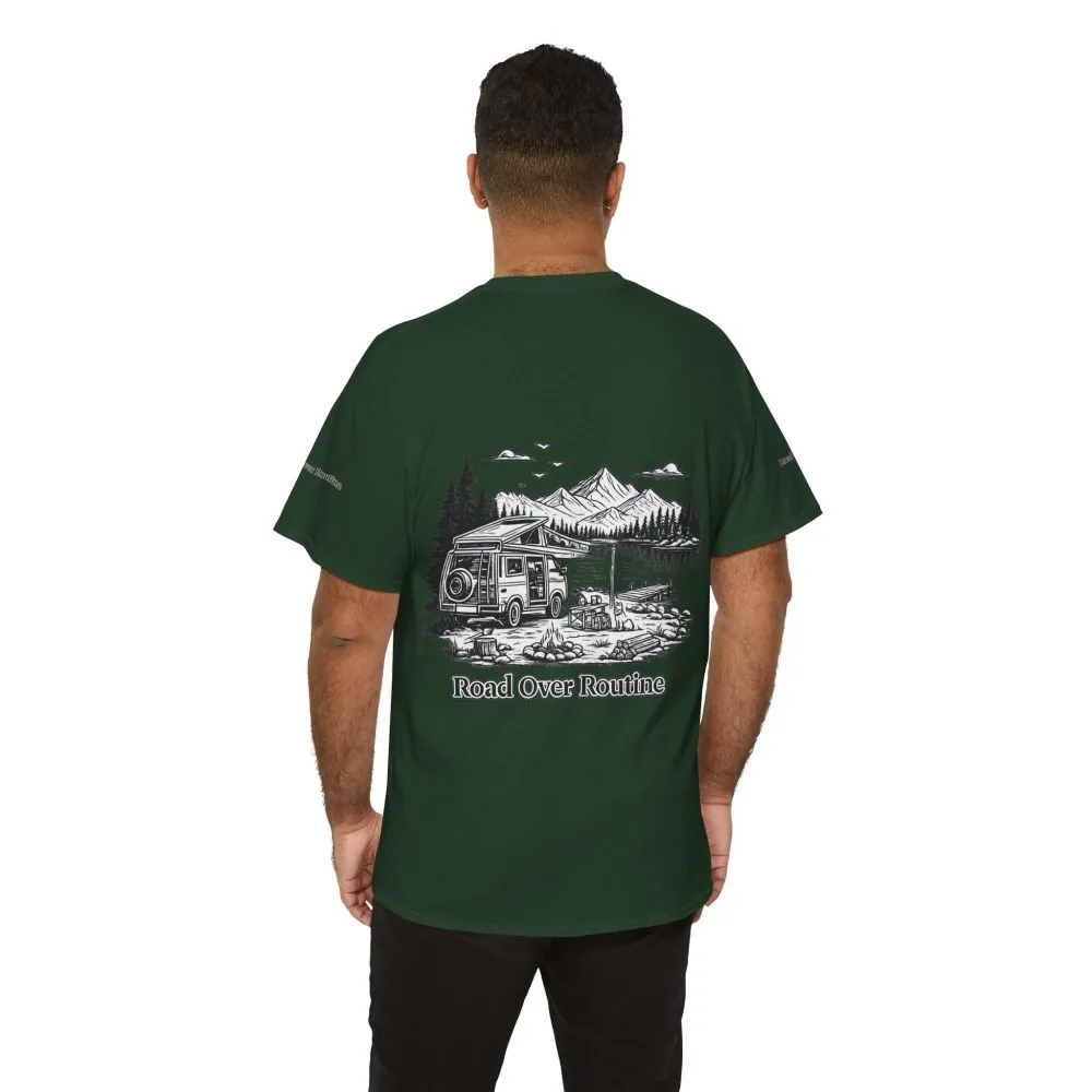 14007459036605571138_2048.jpeg Unisex Heavy Cotton Tee — "Road Over Routine" Design Minimal-Line