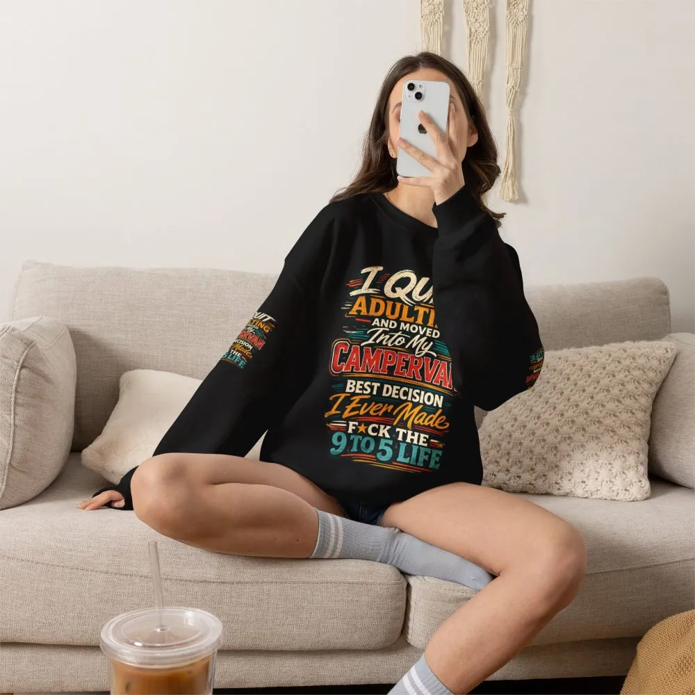 Unisex Heavy Blend™ Crewneck Sweatshirt — "I Quit Adulting" Design F**K-Line