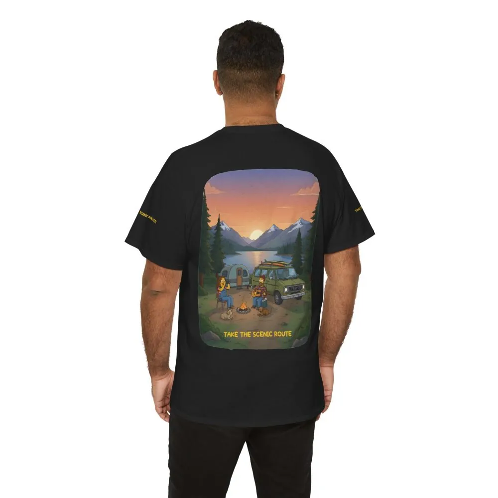 Unisex Heavy Cotton Tee — "Take The Scenic Route" Design Sitcom-Line