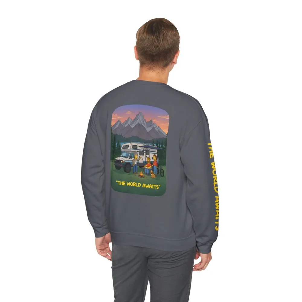14011229976124860119_2048.jpeg Unisex Heavy Blend™ Crewneck Sweatshirt — "The World Awaits" Design Sitcom-Line