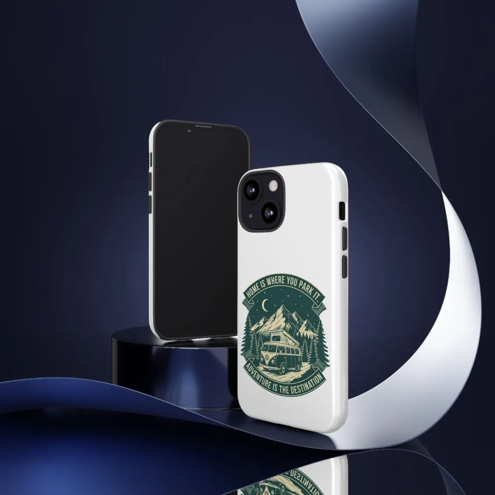 1401806345591425729_2048.jpeg Phone Case — "Home Is Where You Park It-Adventure is the destination" Camper Van Design