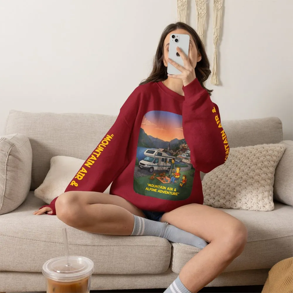 Unisex Heavy Blend™ Crewneck Sweatshirt — "Mountain Air-Alpine Adventure" Design Sitcom-Line