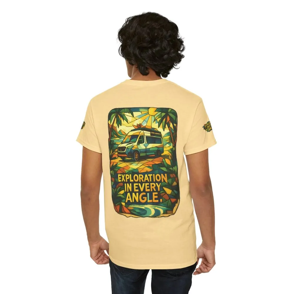Unisex Heavy Cotton Tee — "Exploration In Every Angle" Design Cubic-Line