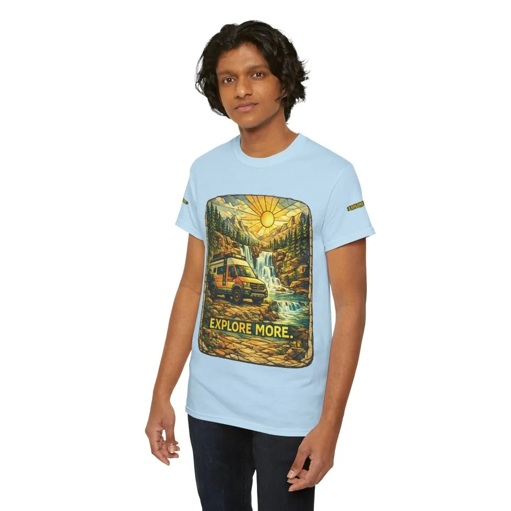 Unisex Heavy Cotton Tee — "Explore More" Design Cubic-Line