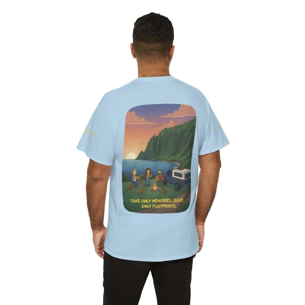 Unisex Heavy Cotton Tee — "Take Only Memories-Leave Only Footprints" Design Sitcom-Line