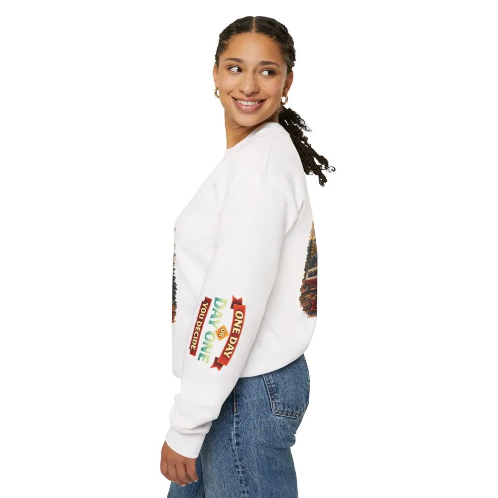 Unisex Heavy Blend™ Crewneck Sweatshirt — "One Day Or Day One" Design Scenic-Line
