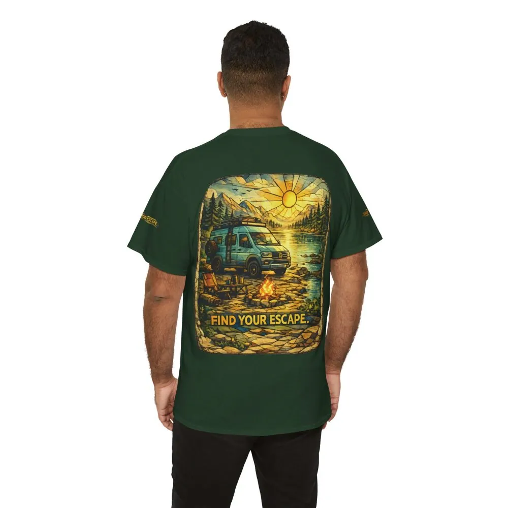 Unisex Heavy Cotton Tee — "Find Your Escape" Design Cubic-Line