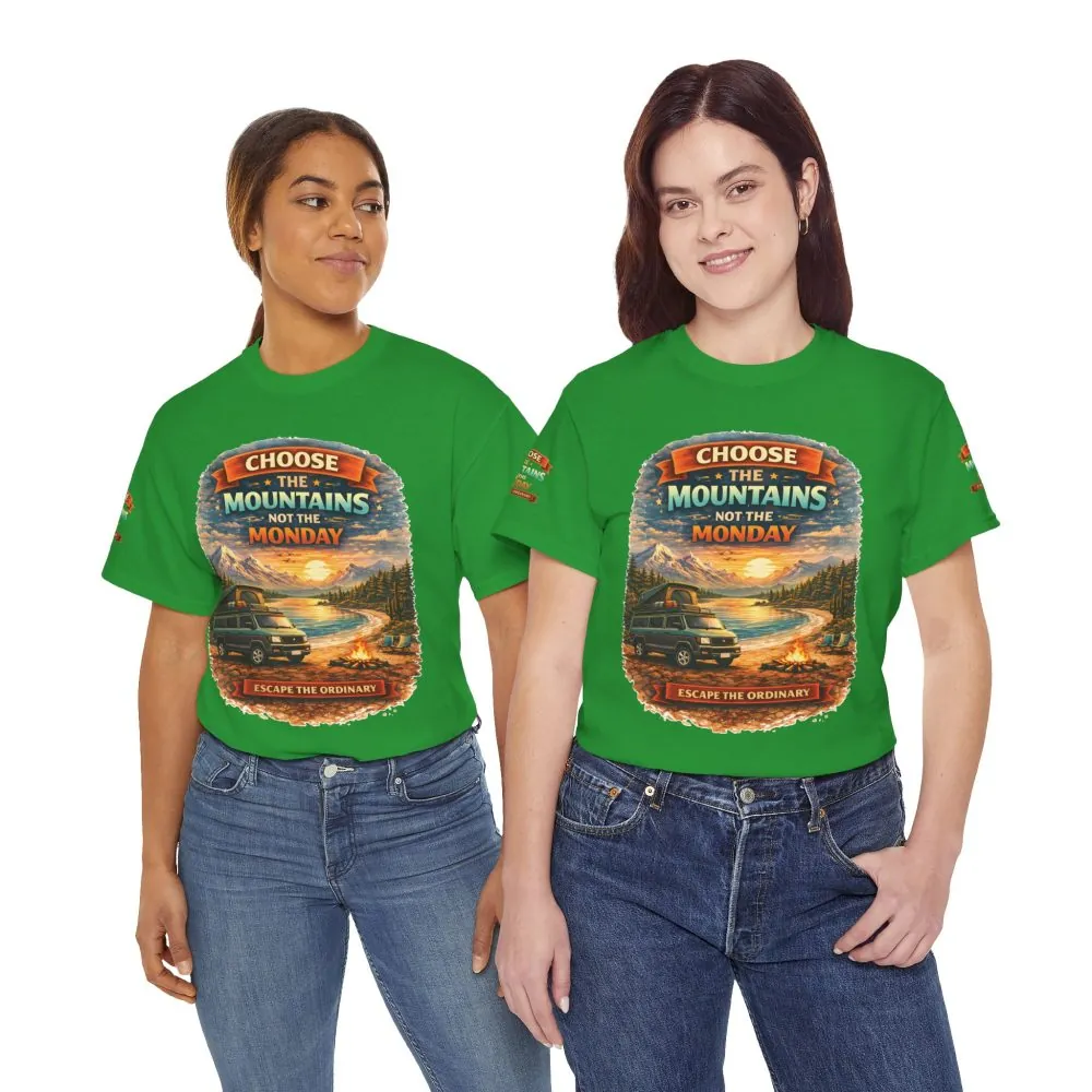 Unisex Heavy Cotton Tee — "Choose The Mountens" Design Scenic-Line