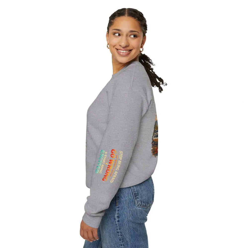 Unisex Heavy Blend™ Crewneck Sweatshirt — "Stop Being Afraid Of What Could Go Wrong" Design Scenic-Line