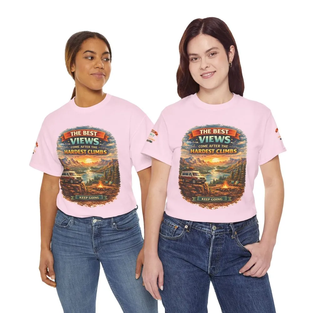 Unisex Heavy Cotton Tee — "The Best Views" Design Scenic-Line