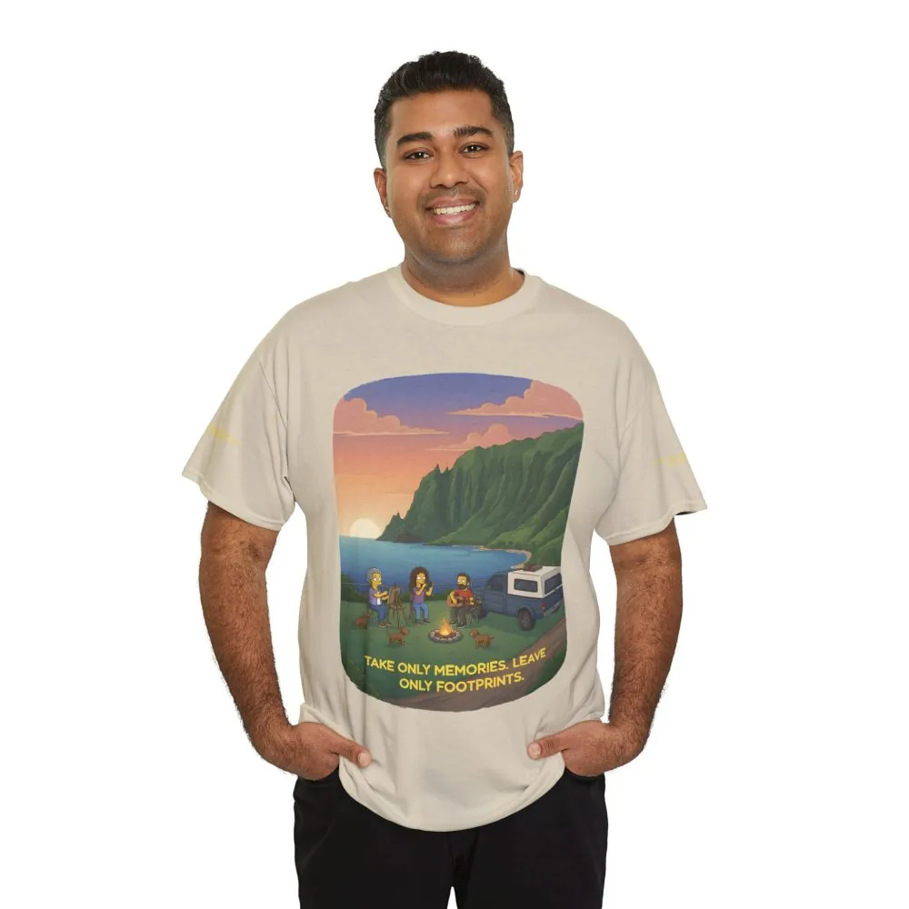 Unisex Heavy Cotton Tee — "Take Only Memories-Leave Only Footprints" Design Sitcom-Line