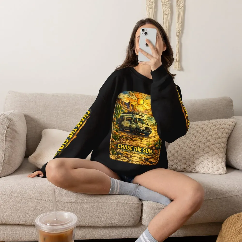 Unisex Heavy Blend™ Crewneck Sweatshirt — "Chase The Sun" Design Cubic-Line