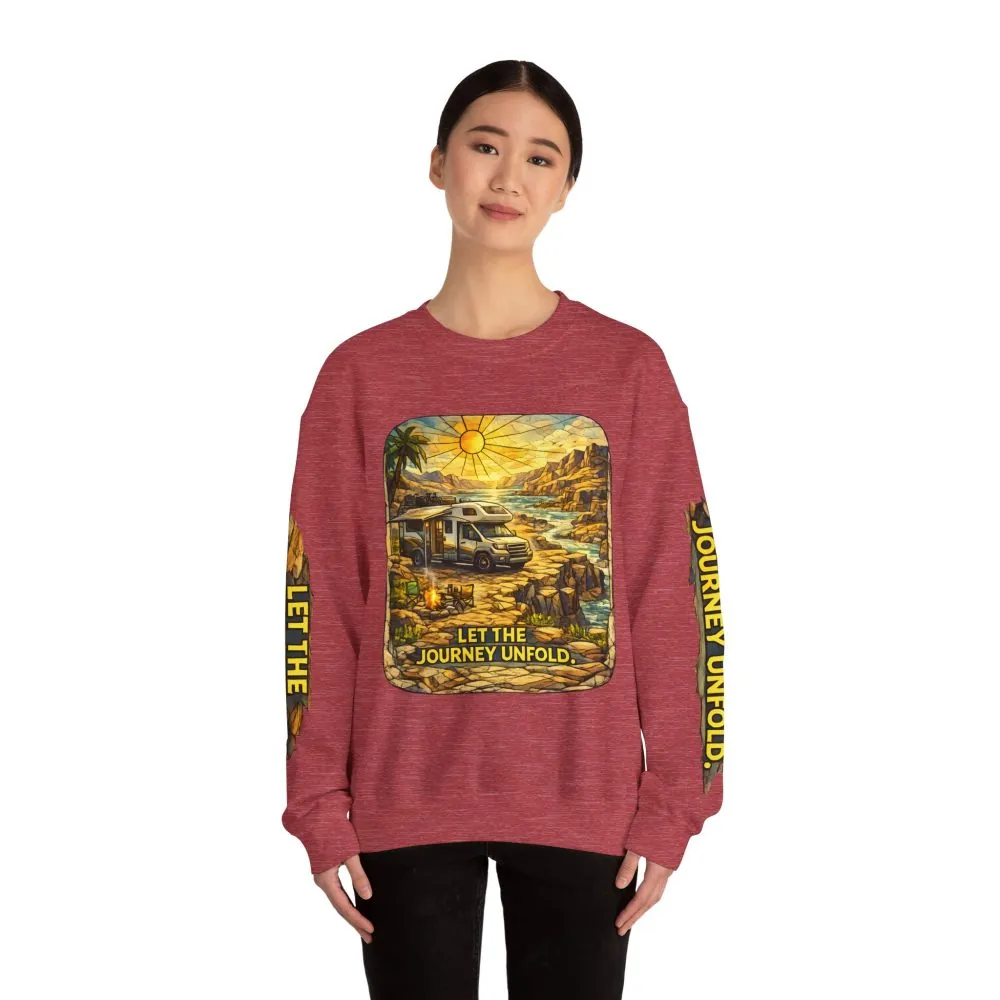 14051266936657473770_2048.jpeg Unisex Heavy Blend™ Crewneck Sweatshirt — "Let The Journey Unfold" Design Cubic-Line
