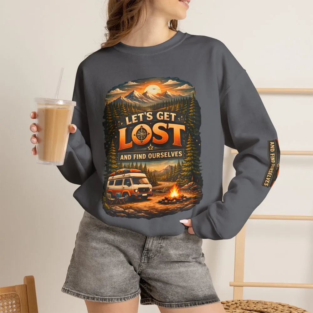 Unisex Heavy Blend™ Crewneck Sweatshirt — "Let´s Get Lost And Found Ourselfs" Design Scenic-Line