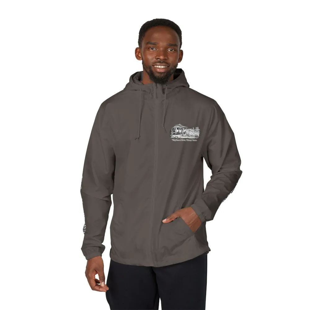 Unisex Full-Zip Windbreaker Jacket — "Explore More, Worry Less" (Design "Minimal-Line")