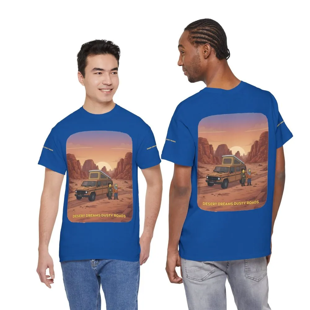 Unisex Heavy Cotton Tee — "Desert Dreams Dusty Roads" Design Sitcom-Line