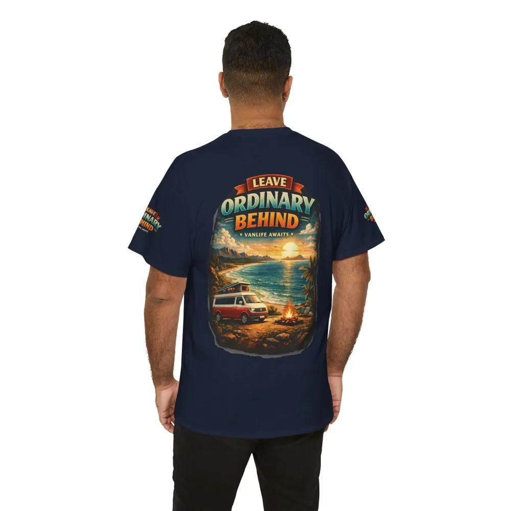 Unisex Heavy Cotton Tee — "Leave Ordinary Behind" Design Scenic-Line