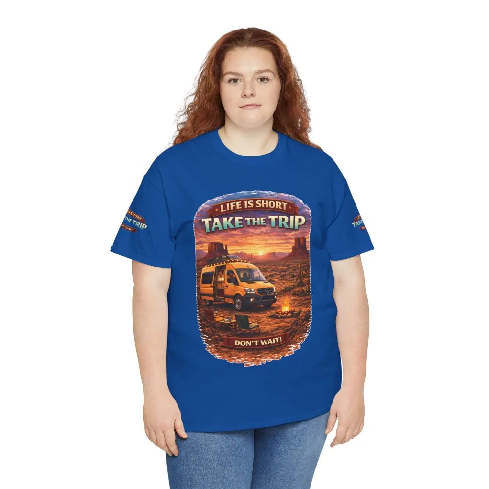 Unisex Heavy Cotton Tee — "Life Is To Short-Take The Trip" Design Scenic-Line