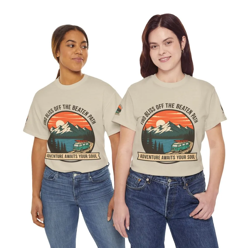 14083712499696171551_2048.jpeg Unisex Heavy Cotton Tee — "Find Bliss Off the Beaten Path" Mountain & Camper T‑Shirt