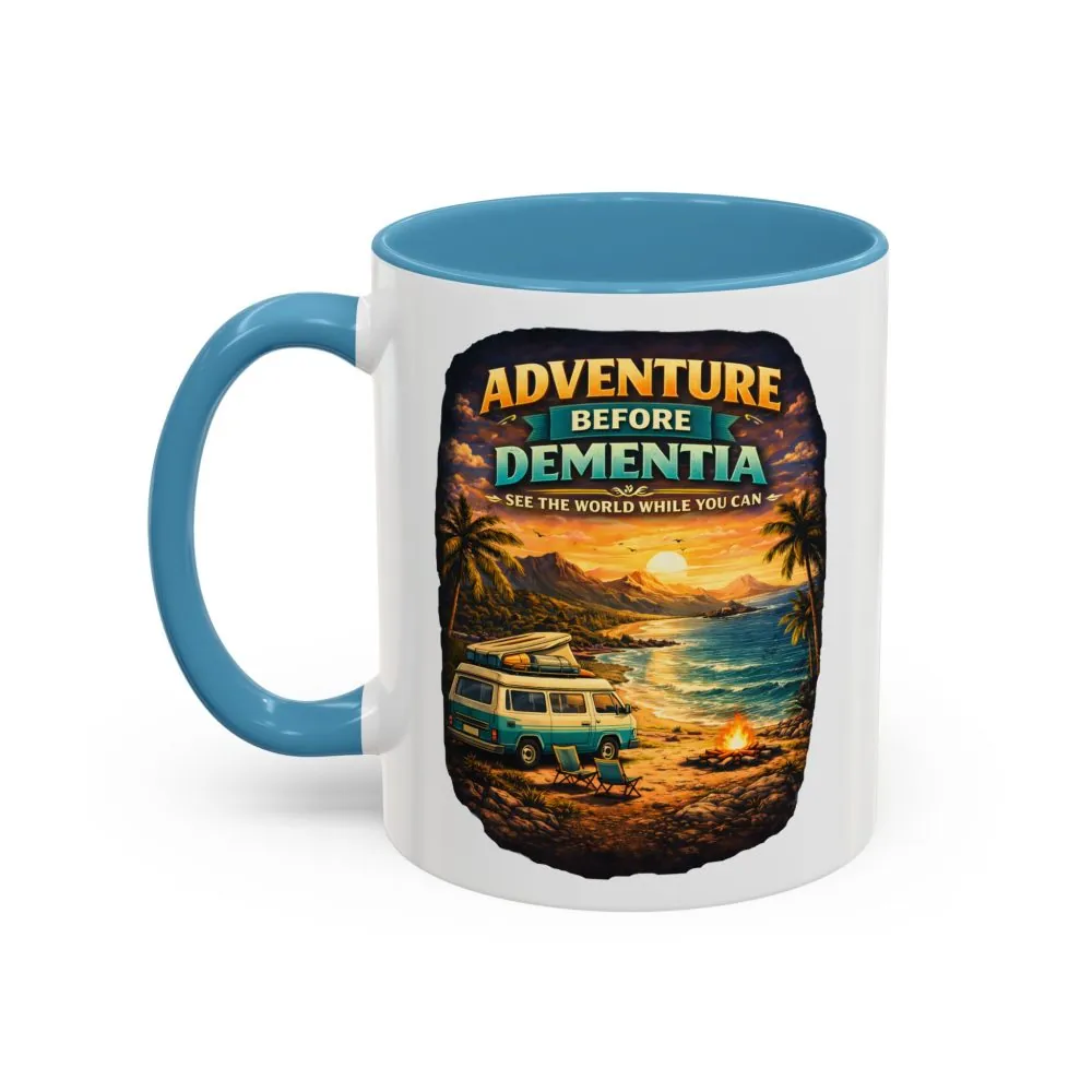 Accent Coffee Mug (11, 15oz) — "Adventure Before Dementia" Design Scenic-Line