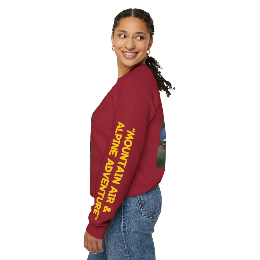 Unisex Heavy Blend™ Crewneck Sweatshirt — "Mountain Air-Alpine Adventure" Design Sitcom-Line