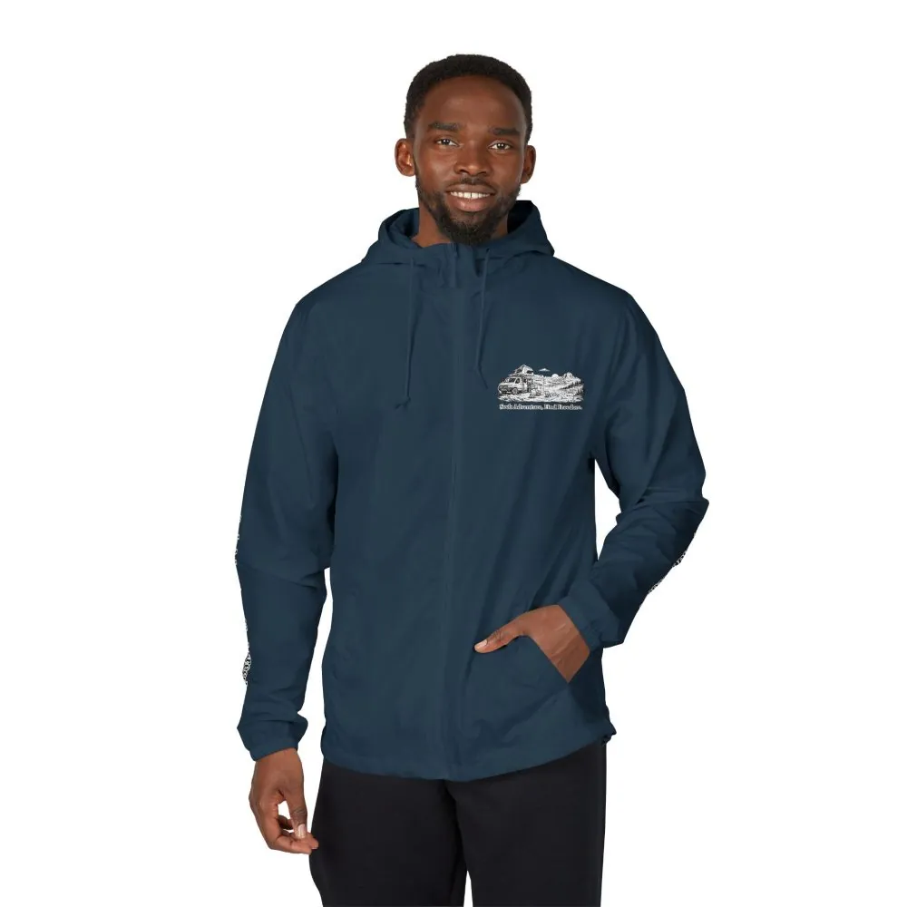 Unisex Full-Zip Windbreaker Jacket — "Seek Adventure, Find Freedom" (Design "Minimal-Line")