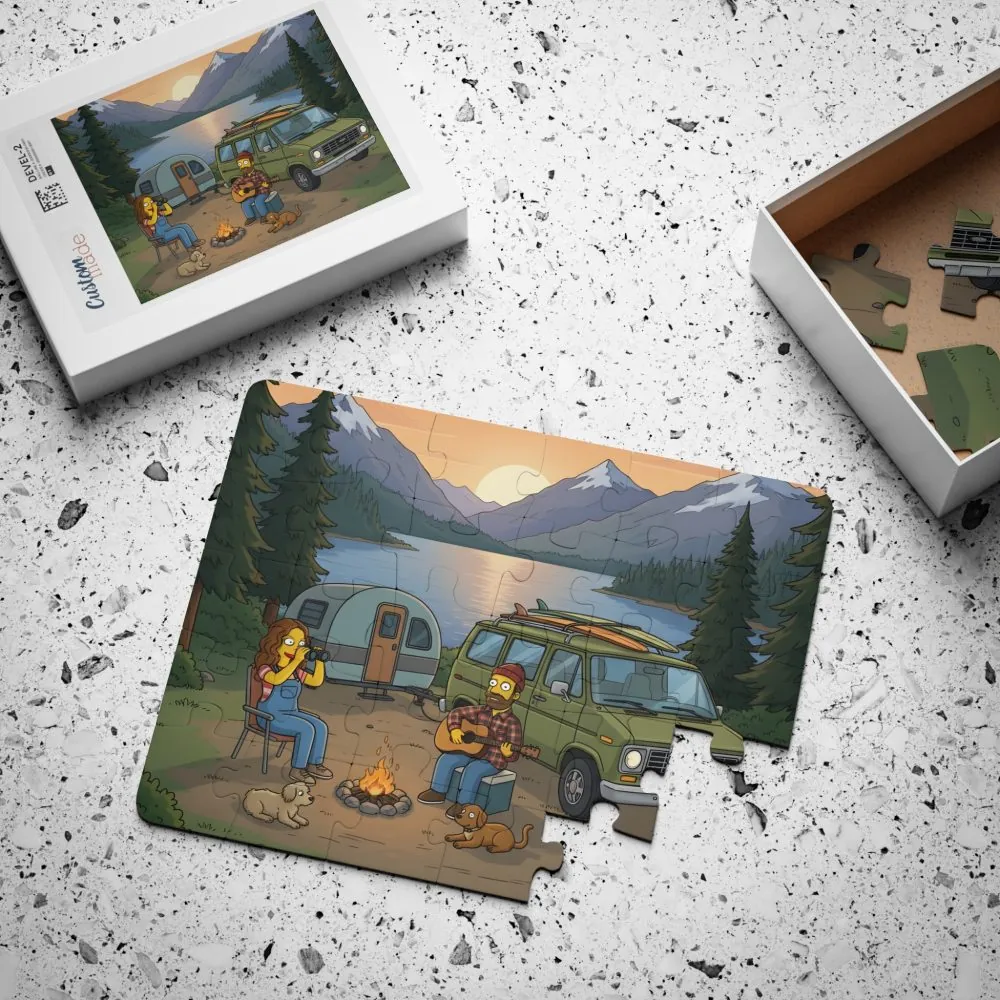 Kids' 30‑Piece Camping Puzzle — Sunset Mountain Campfire Scene