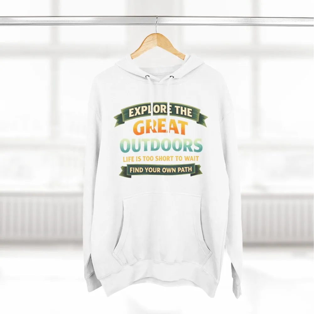 Three-Panel Fleece Hoodie - "Explore The Great Outdoors" Design Scenic-Line