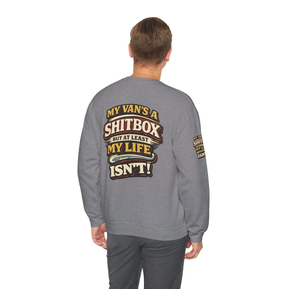 Unisex Heavy Blend™ Crewneck Sweatshirt — "My Van`s A Shitbox" Design F**K-Line