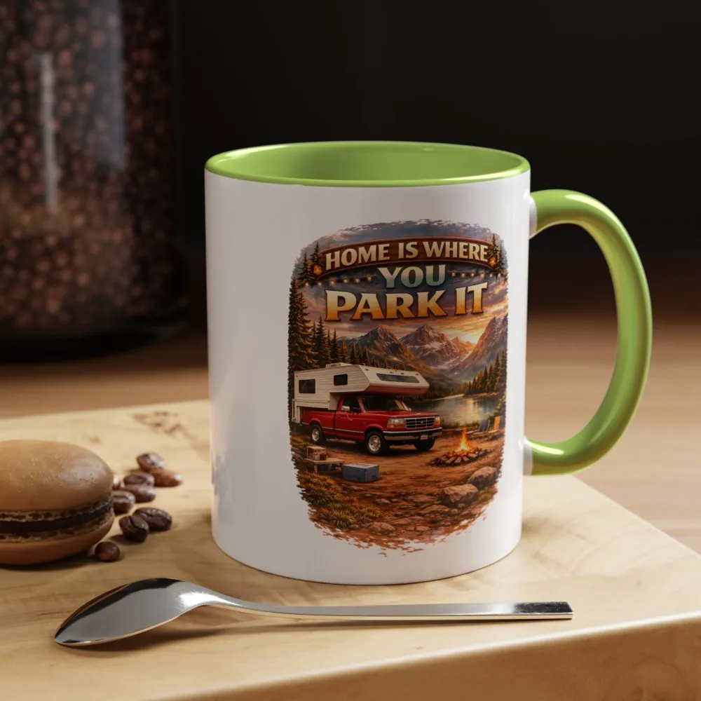 14124925195005878879_2048.jpeg Accent Coffee Mug (11, 15oz) — "Home Is Where You Park It" Design Scenic-Line