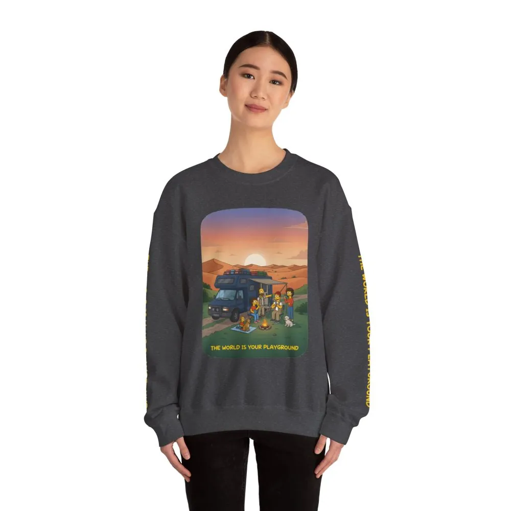 Unisex Heavy Blend™ Crewneck Sweatshirt — "The World Is Your playground" Design Sitcom-Line