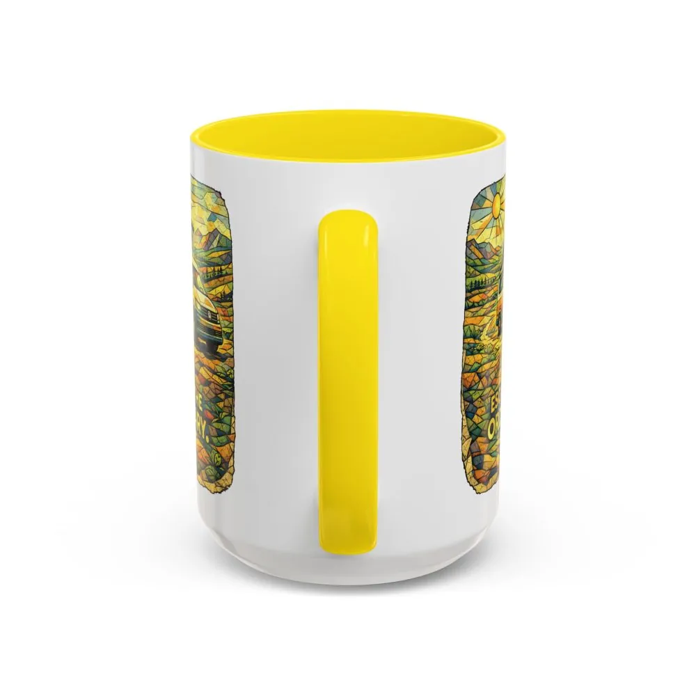 Accent Coffee Mug (11, 15oz) — "Escape The Ordinary" Design Cubic-Line