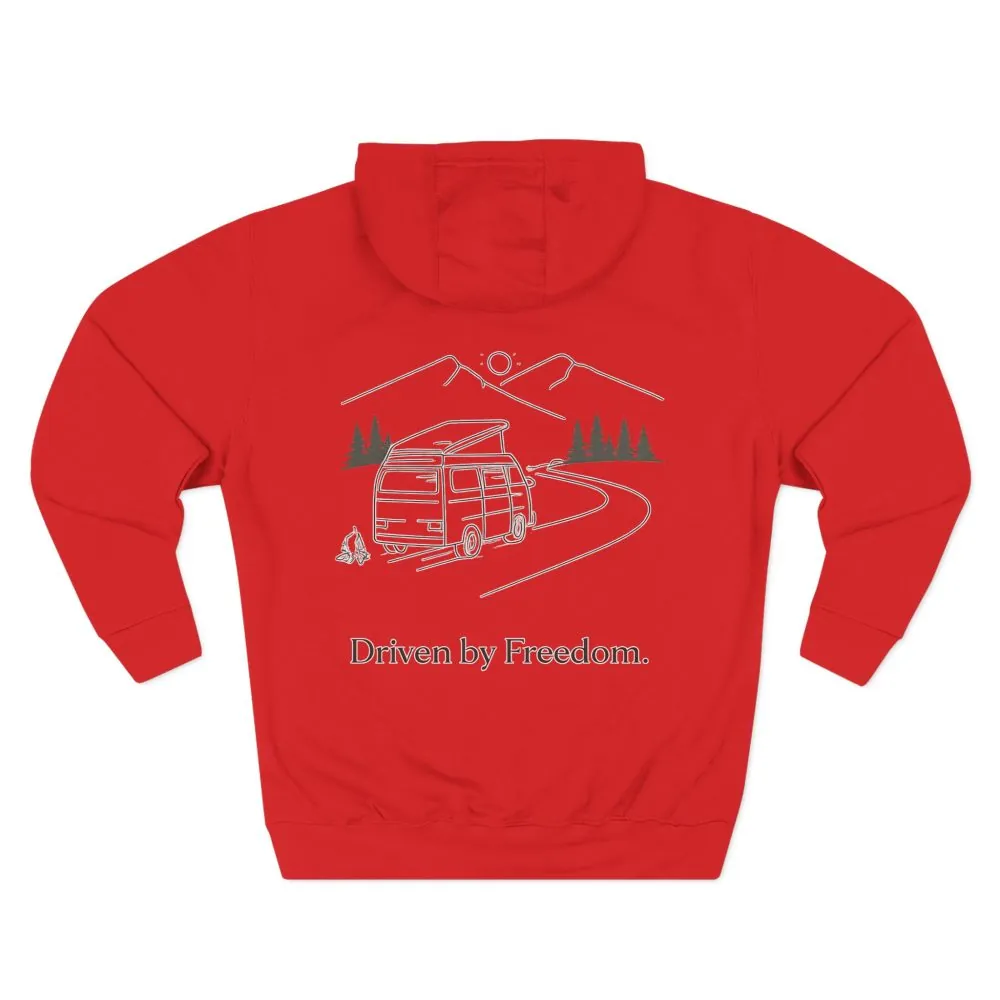 14147228049368930032_2048.jpeg Three-Panel Fleece Hoodie - "Driven By Freedom" Design Minimal-Line