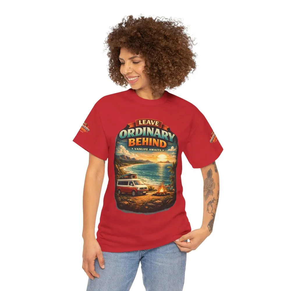 Unisex Heavy Cotton Tee — "Leave Ordinary Behind" Design Scenic-Line