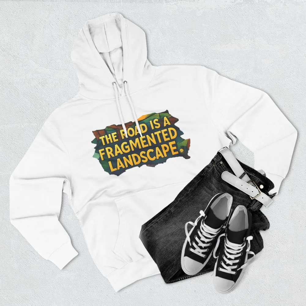 Three-Panel Fleece Hoodie - "The Road Is A Fragmented Landscape" Design Cubic-Line