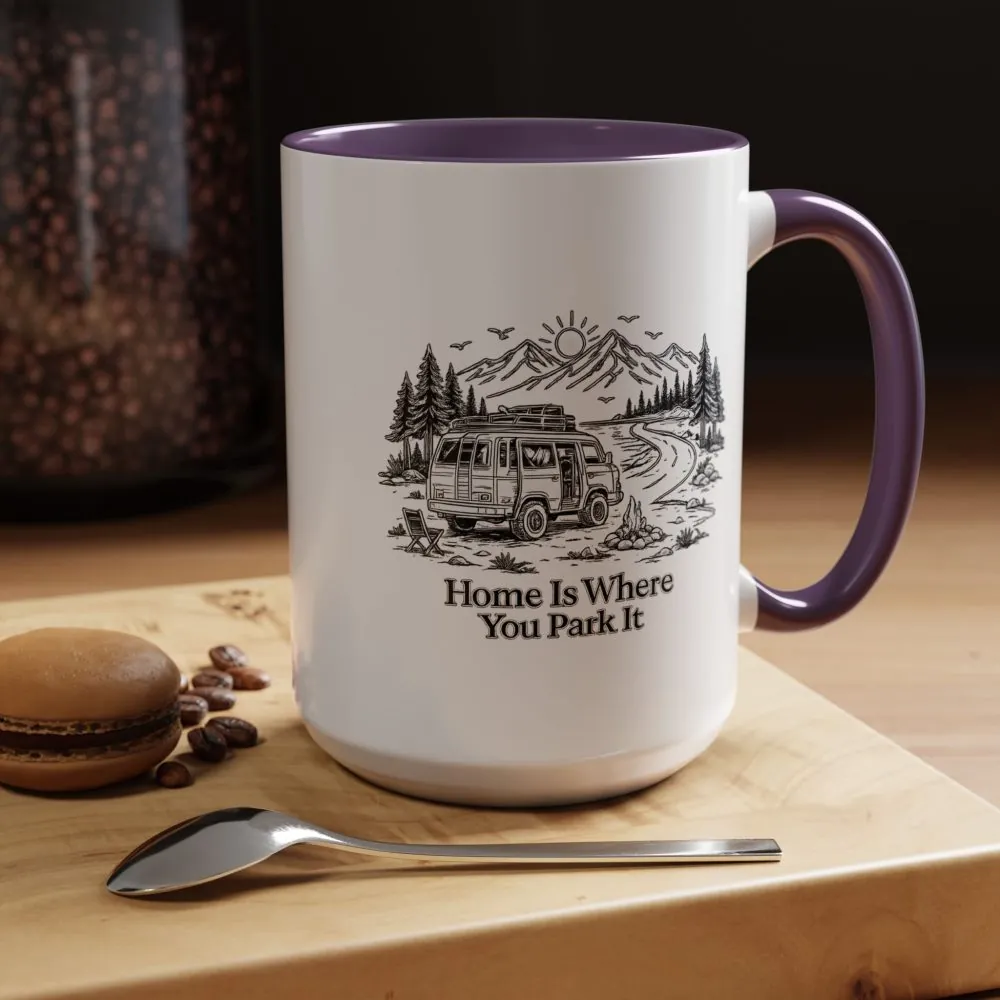 14149997967656375853_2048.jpeg Accent Coffee Mug (11, 15oz) — "Home Is Where You Park It" Design Minimal-Line