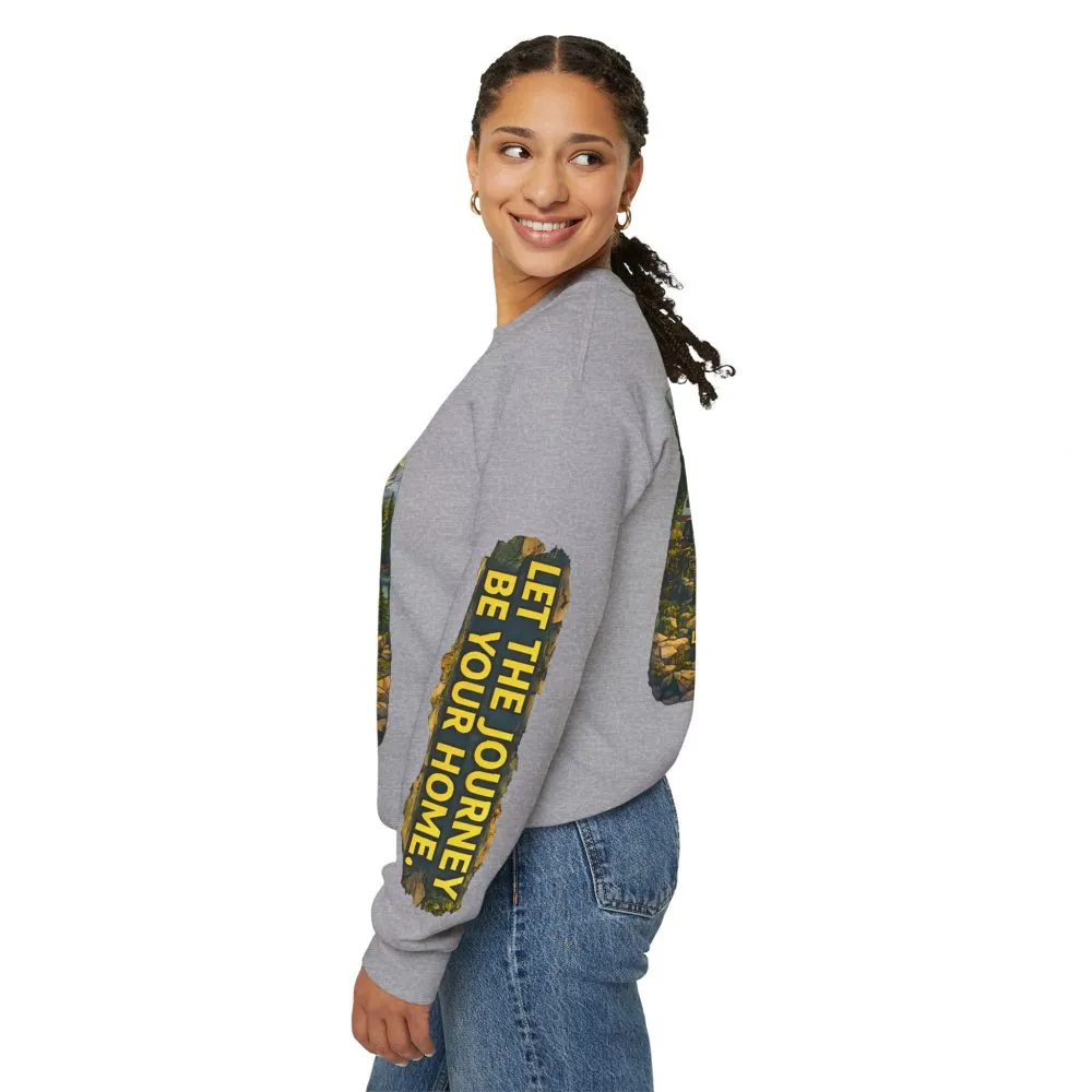 Unisex Heavy Blend™ Crewneck Sweatshirt — "Let The Journey Be Your Home" Design Cubic-Line