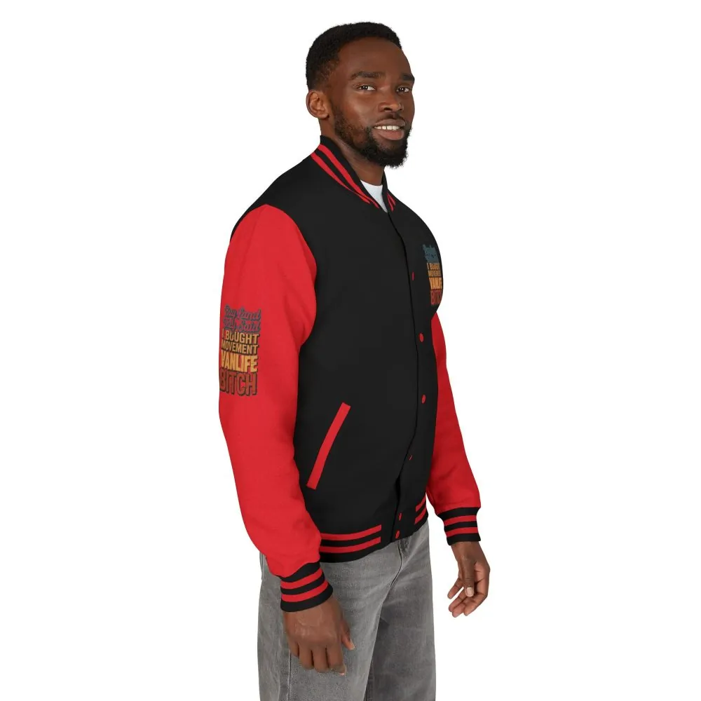 14159807292901138302_2048.jpeg Unisex Heavyweight Letterman Jacket — "Buy Land They Said" Design F**K-Line